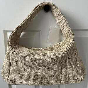 COS Slouchy Tote Bag - Raffia NWT Beige Tan